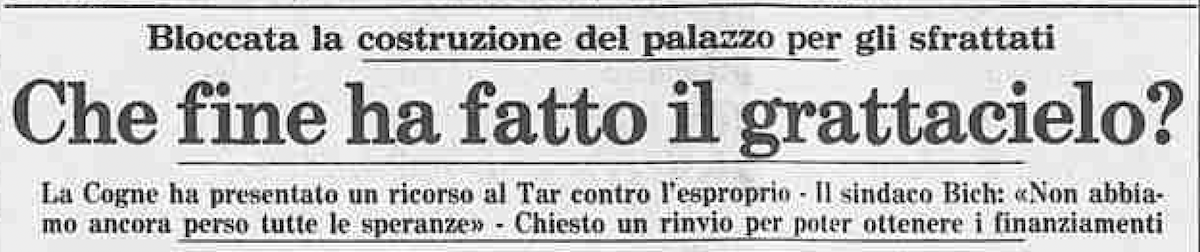 Titolo de La Stampa dei martedì 4 novembre 1980 - Grattacieli