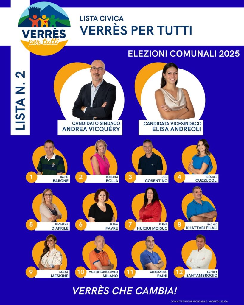 Verrès Comunali 2025 lista Viquéry-Andreoli