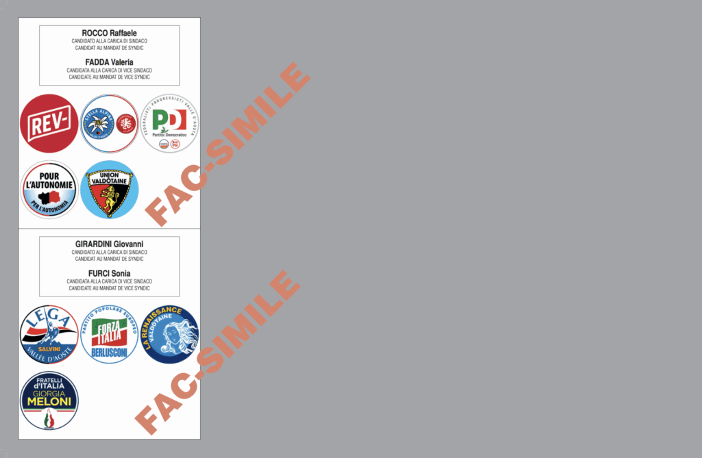 Scheda elettorale ballottaggio Aosta