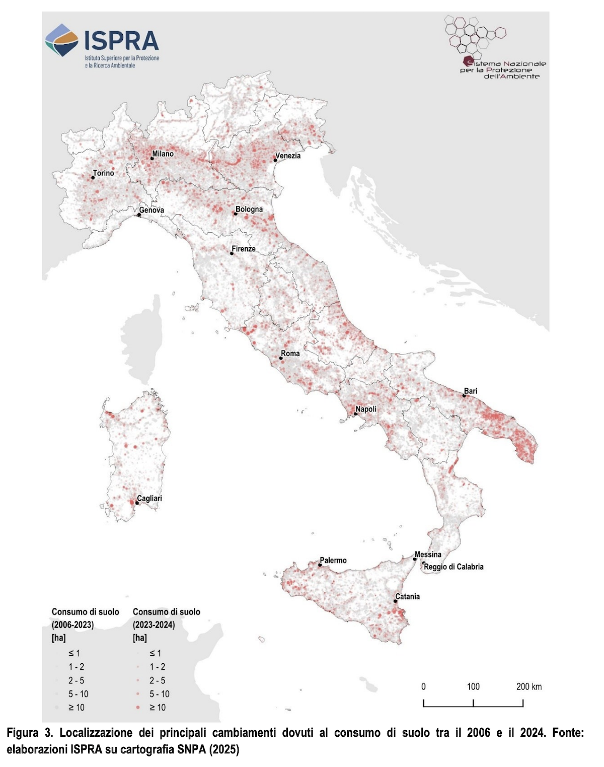 I principali cambiamenti in Italia sul consumo di suolo