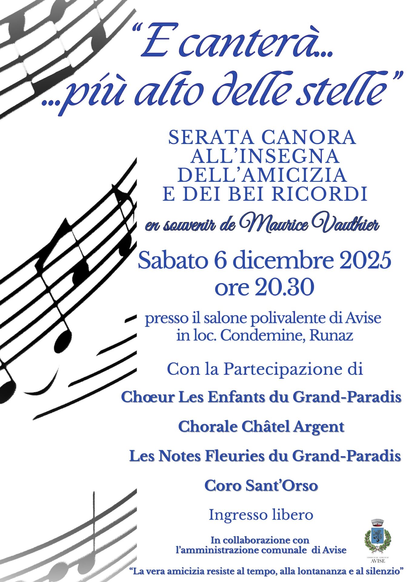 E canterà serata Maurice Vauthier