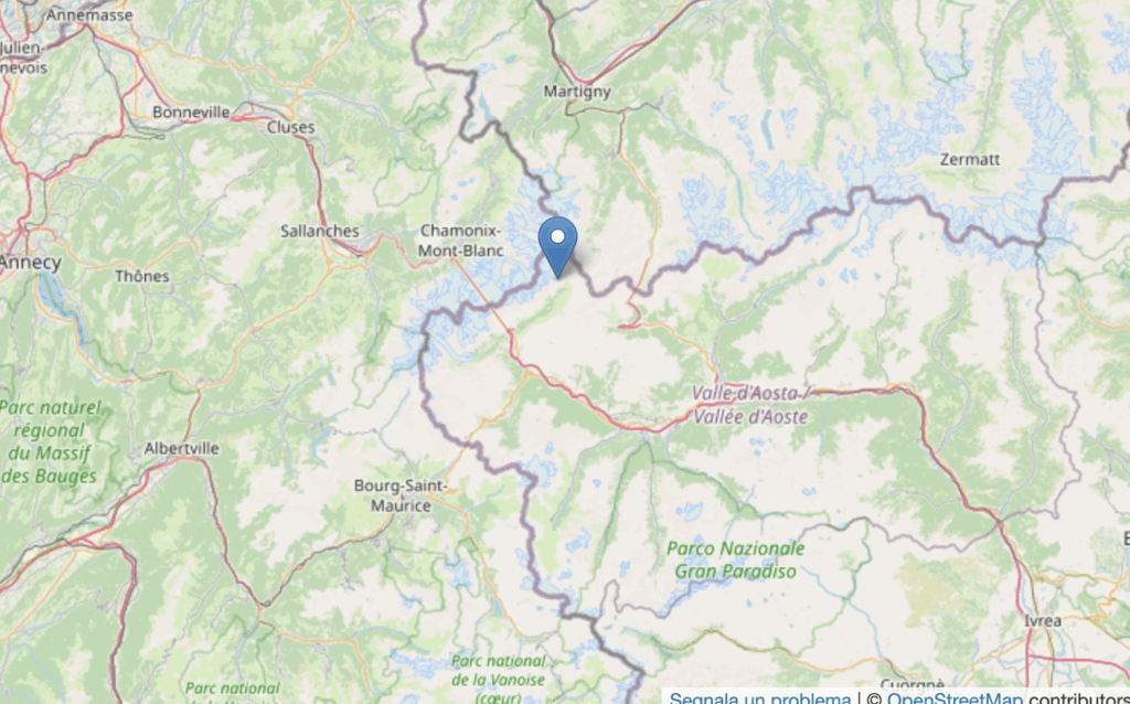 Epicentro terremoto Courmayeur