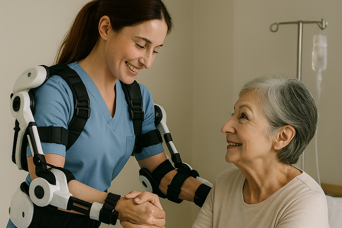 L'esoscheletro per l'assistenza sanitaria - Immagine generata con l'Intelligenza artificiale