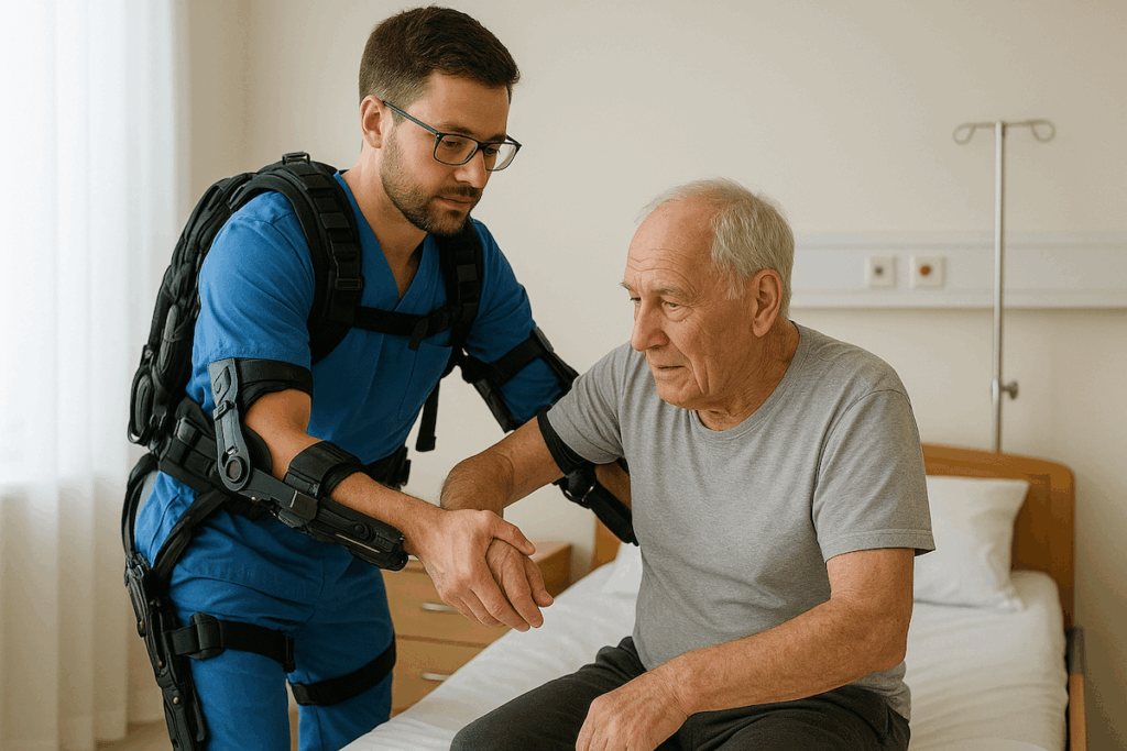 L'esoscheletro per l'assistenza sanitaria - Immagine generata con l'Intelligenza artificiale