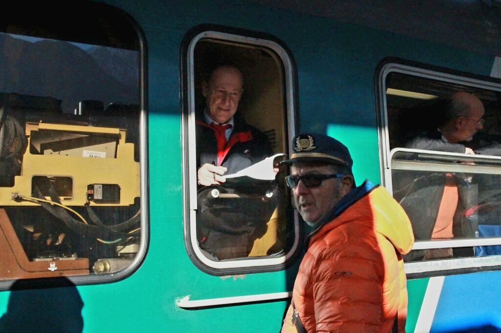 Livio Soldà e Gianfranco Droz sull'ultimo treno