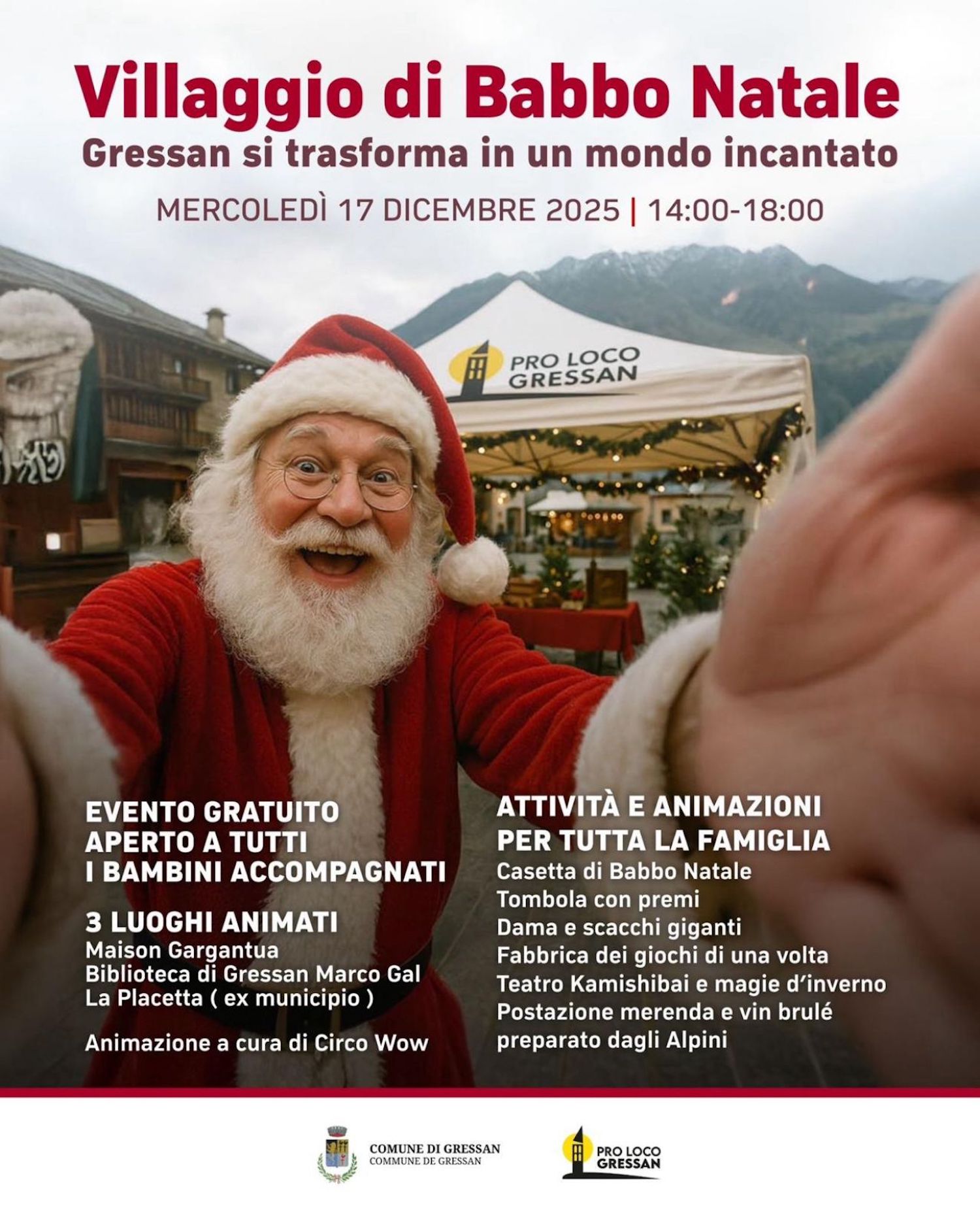 Locandina Villaggio di Babbo Natale Gressan