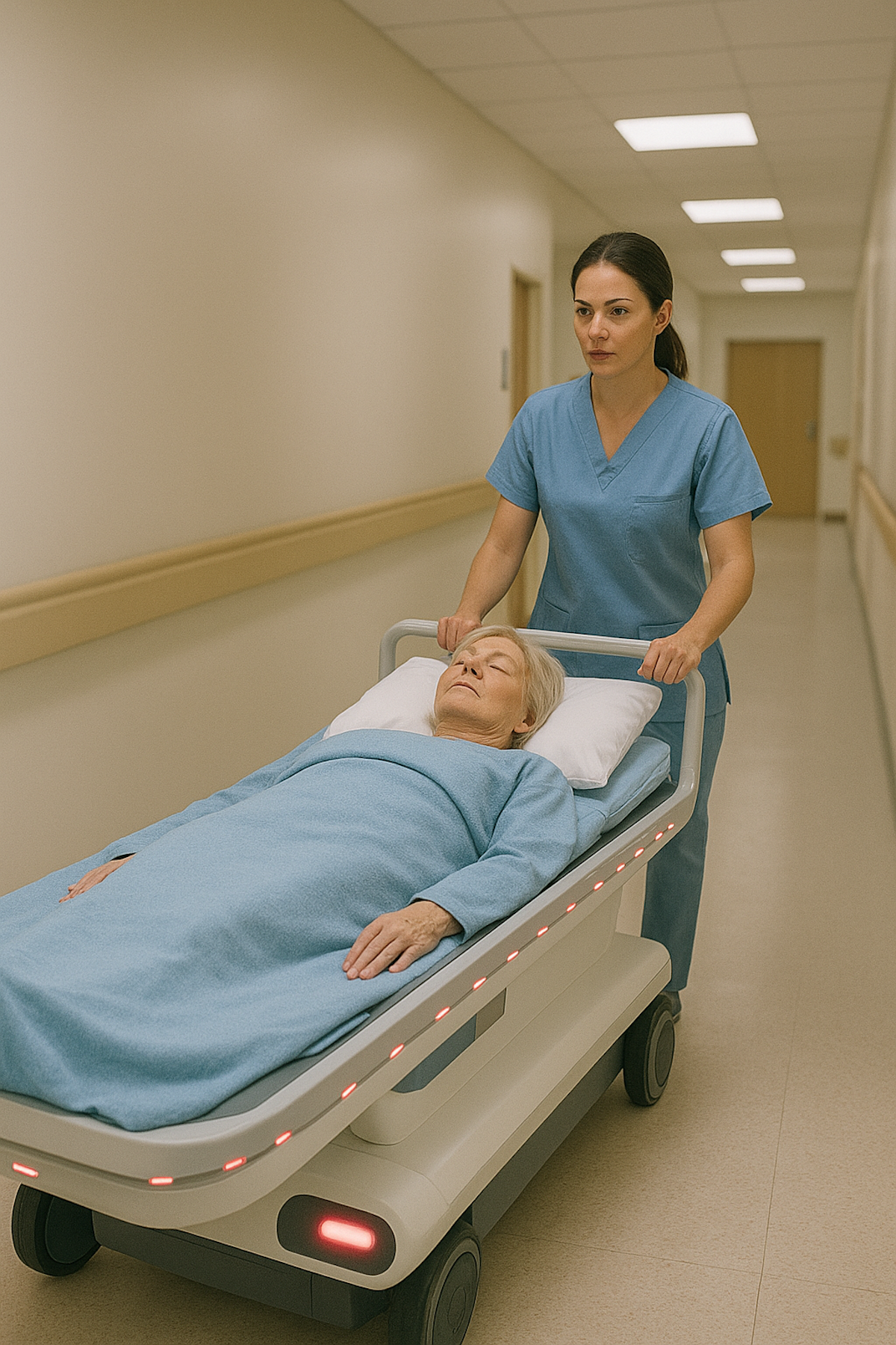 La barella robotizzata con sensori - Immagine generata con l'Intelligenza artificiale