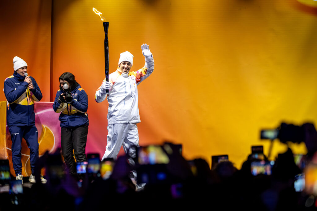 Accensione bracere olimpico Aosta