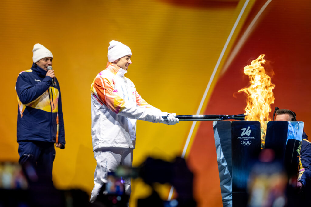 Accensione bracere olimpico Aosta