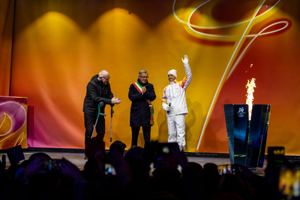 Accensione bracere olimpico Aosta