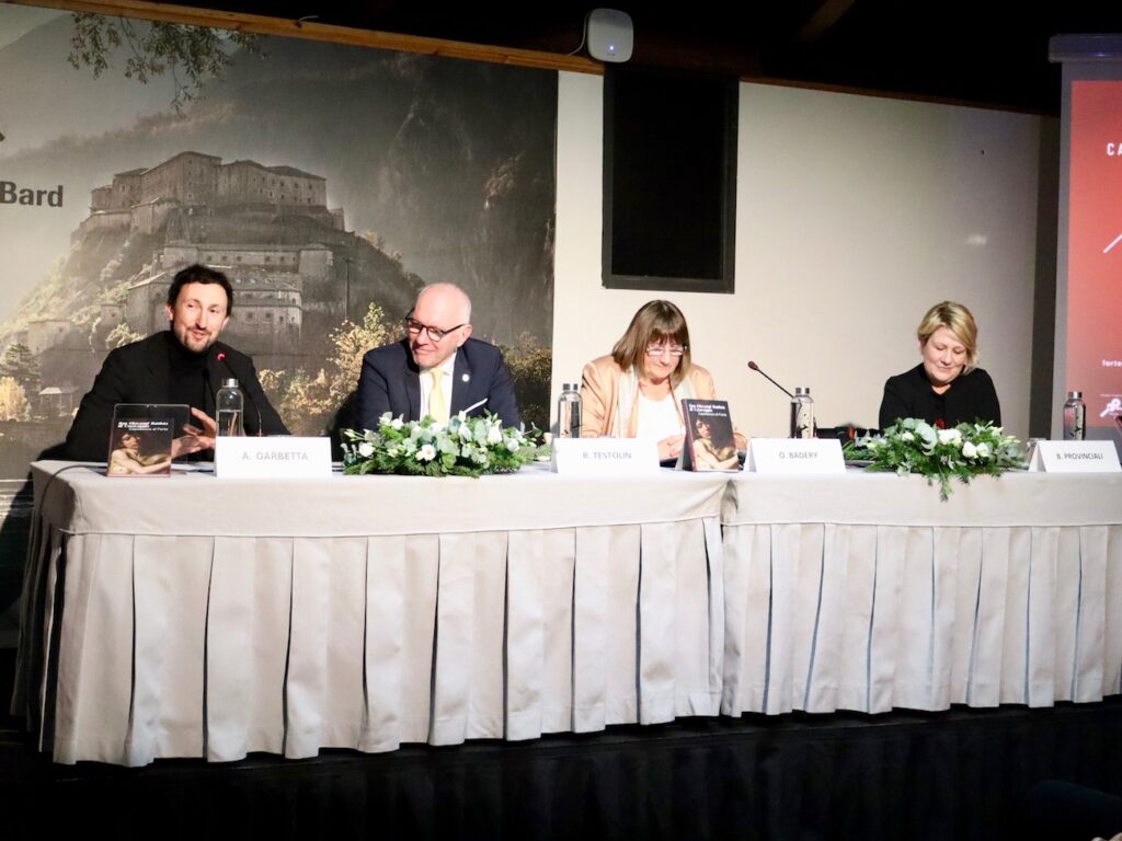 Andrea Garbetta Renzo Testolin Ornella Badéry e Barbara Provinciali (da sx a dx) Ventennale Forte di Bard Foto Alice Dufour