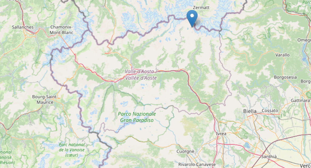 L'epicentro della scossa di terremoto
