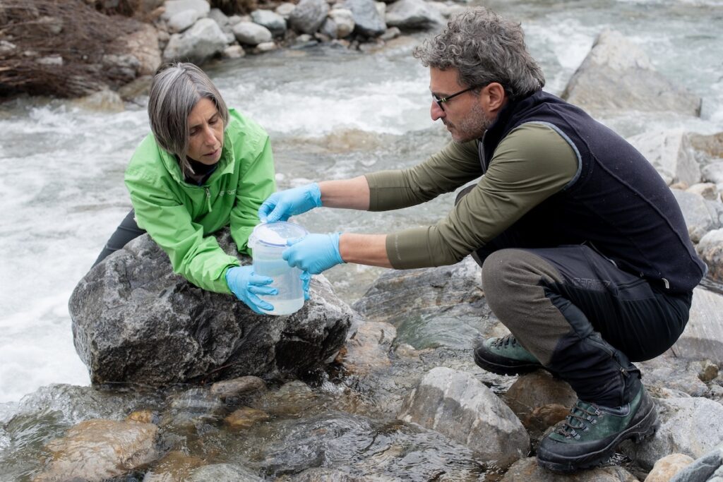 La raccolta dei campioni nelle acque del Lys da parte di Greenpeace - Foto Marco Graziani