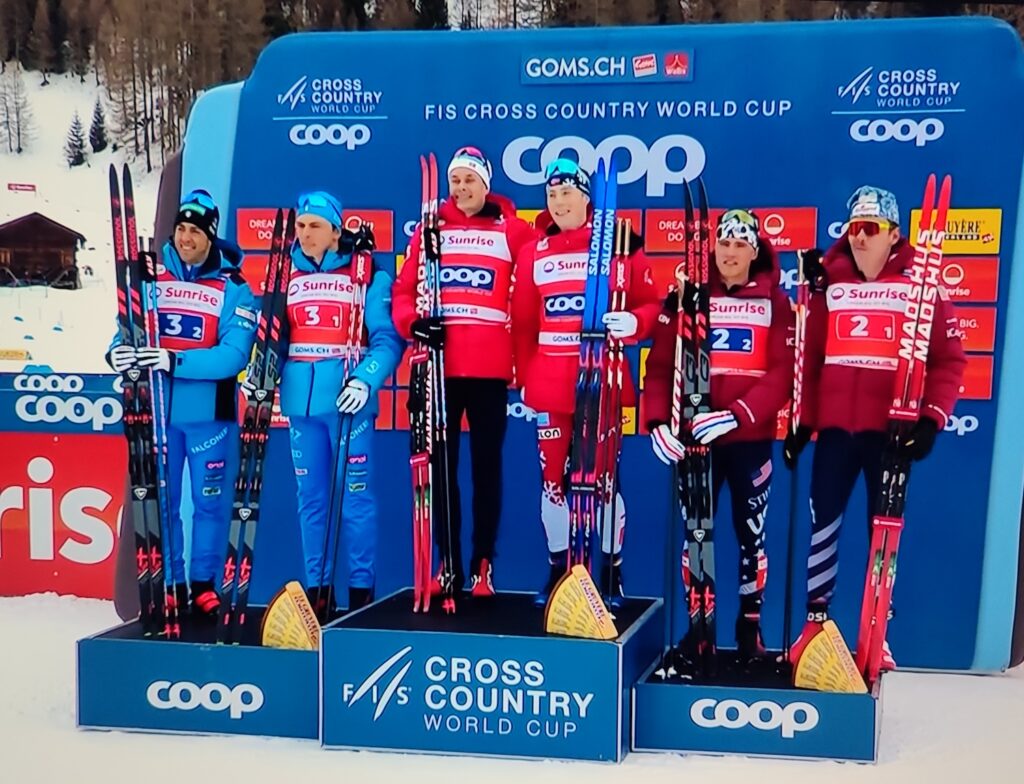 Pellegrino Barp podio team sprint Goms