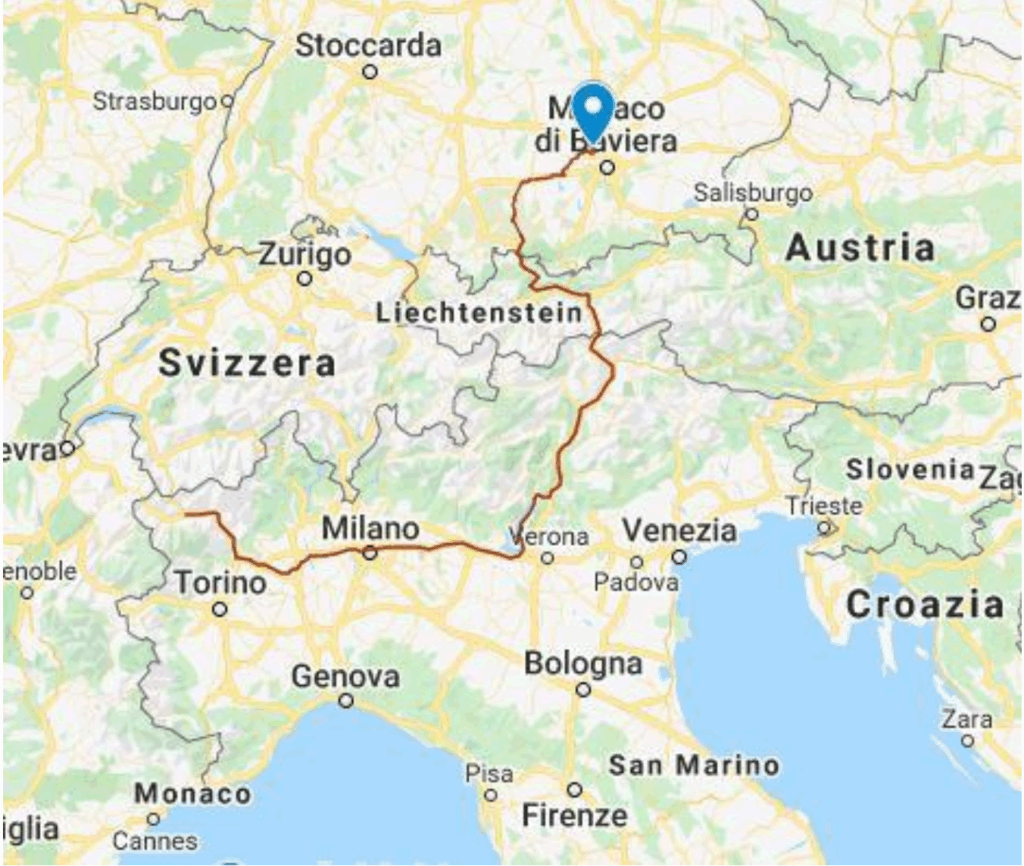 Tragitto Dachau Aosta Giulio Giunta