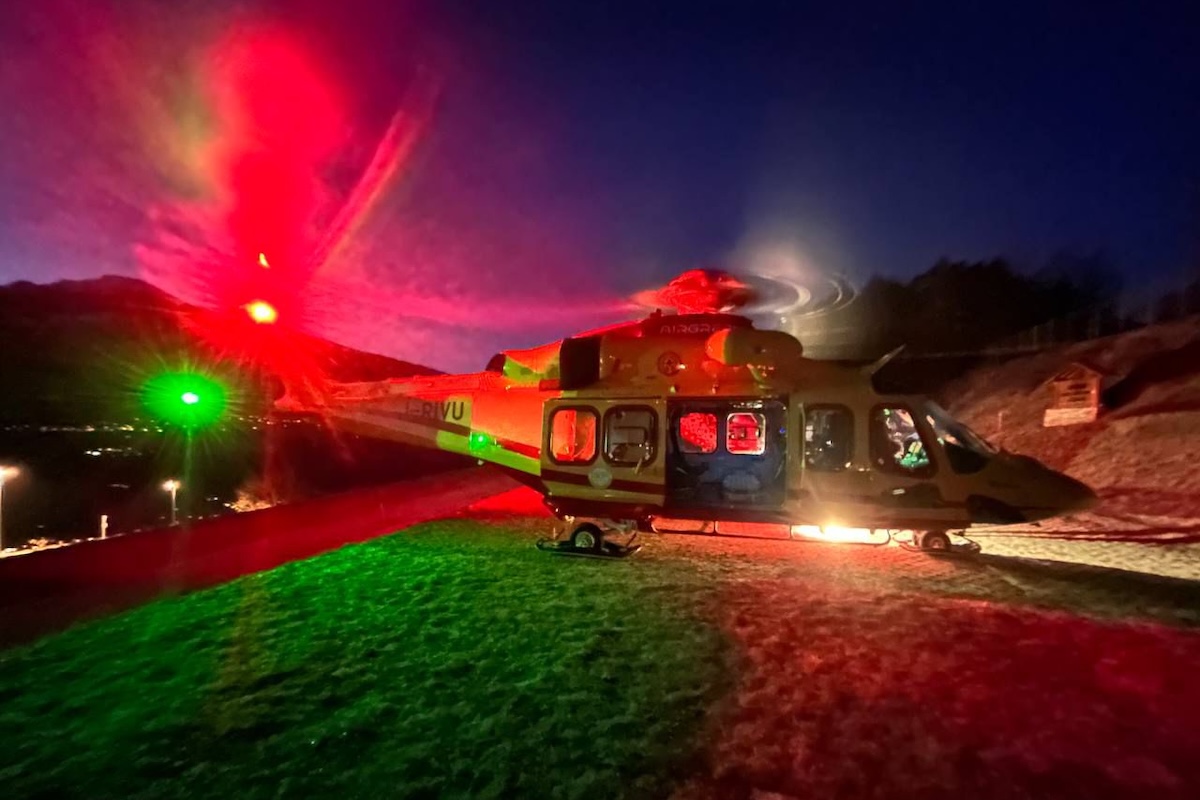 L'elicottero del Soccorso alpino valdostano a Crans-Montana