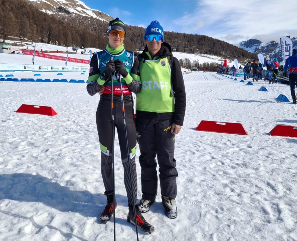 Fabrizio Lombard con uno dei suoi figli sulla pista