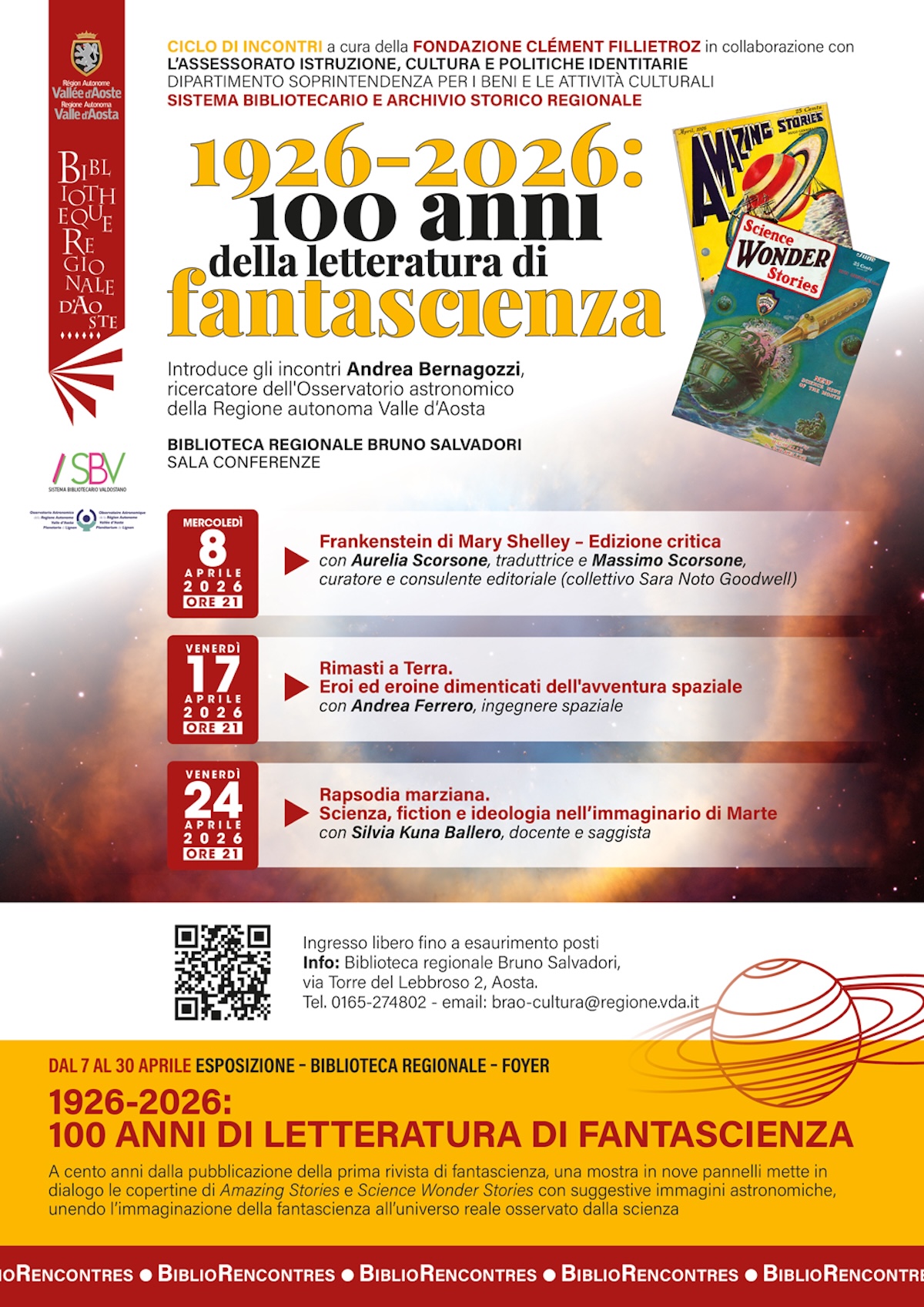 Locandina 100 anni di letteratura di fantascienza in Valle d’Aosta 