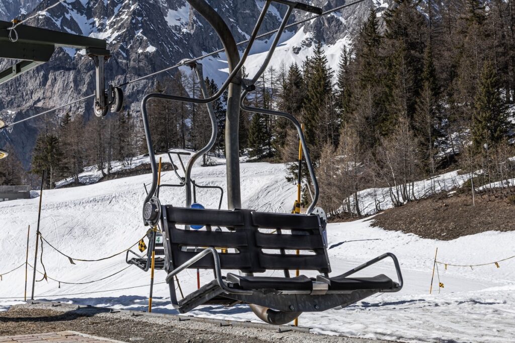 Una seggiola della seggiovia di Maison Vieille, a Courmayeur