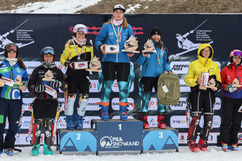 Campionati Italiani Children, Pila (ITA), //, podio slalom Ragazze, photo credit: Emma Paillex