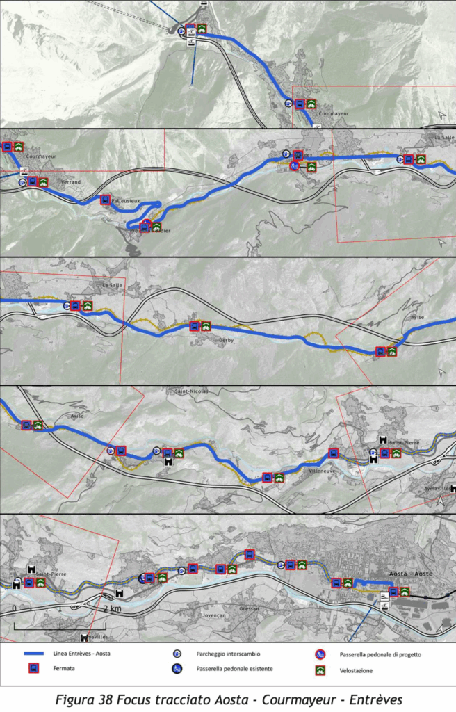 Brt - tracciato Aosta - Courmayeur - Entrèves