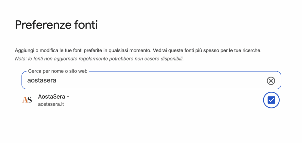 Fonti preferite AostaSera