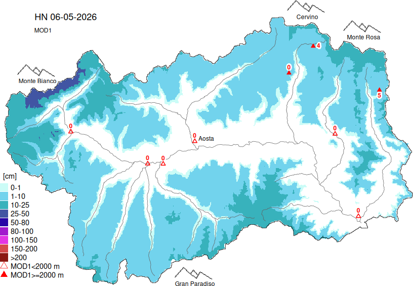 Mappa neve mercoledì 6 maggio