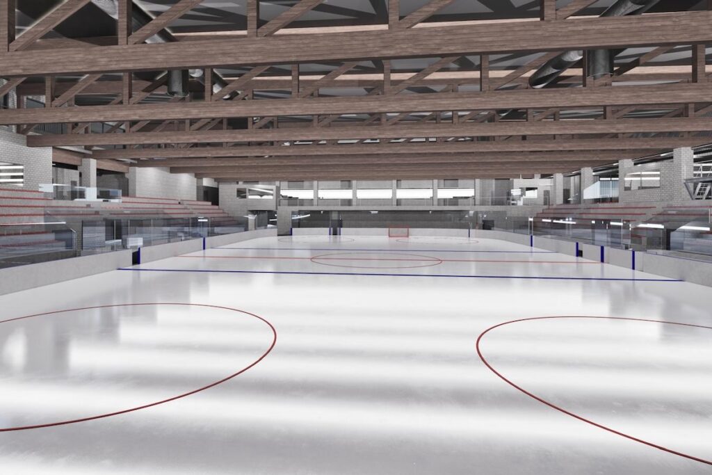 Il rendering del nuovo palaghiaccio di Aosta