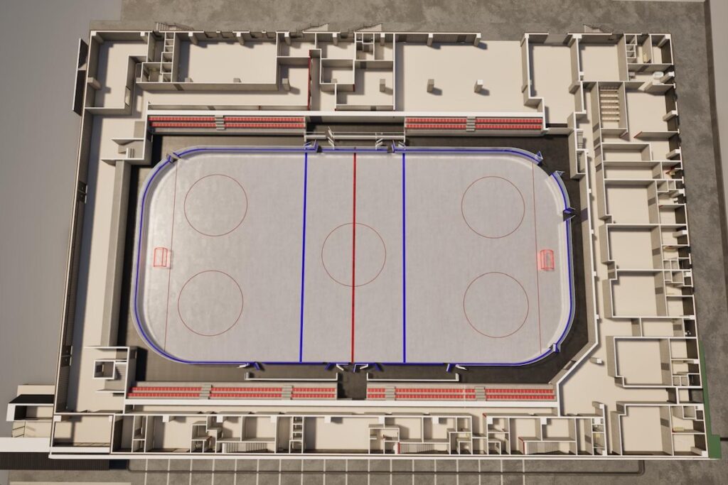 Il rendering del nuovo palaghiaccio di Aosta