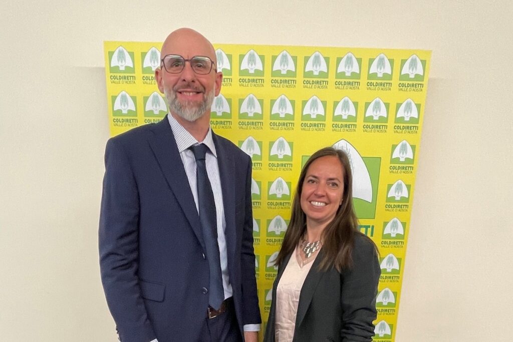 Roberto Bianco e Alessia Gontier, direttore e presidente di Coldiretti VdA