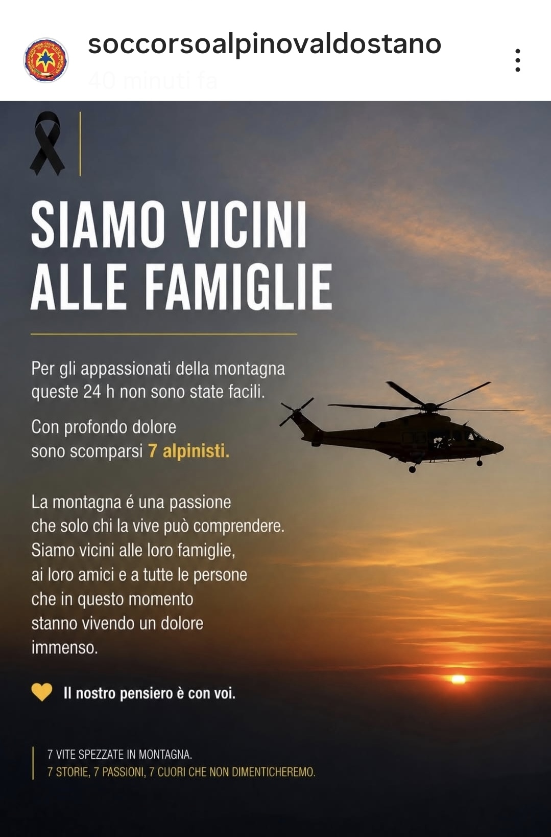 Il messaggio del Soccorso alpino valdostano