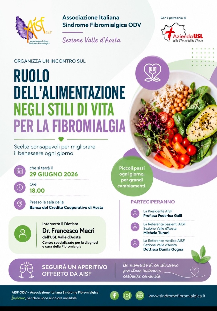 Locandina Aisf alimentazione e fibromialgia