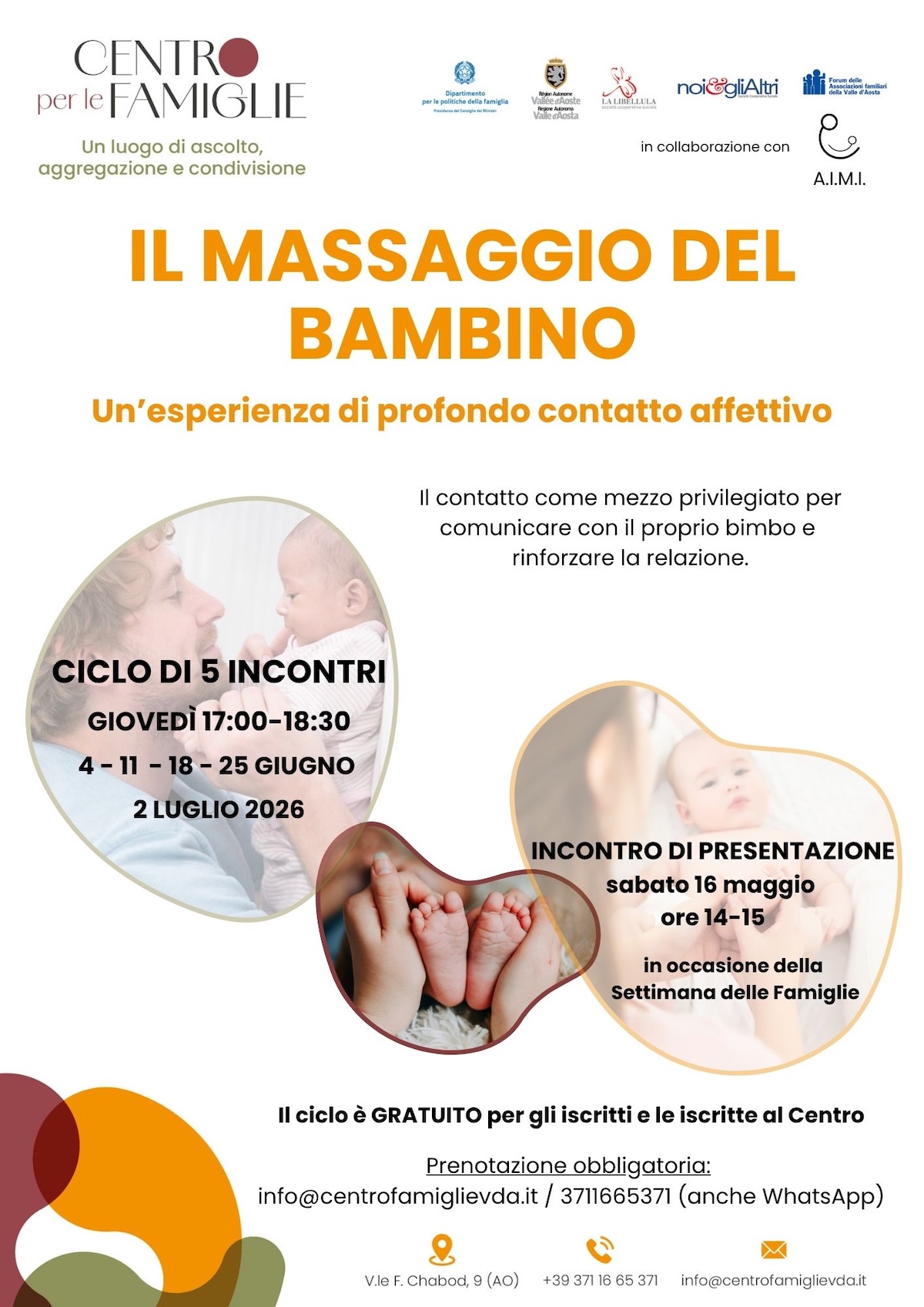 Locandina ciclo massaggio infantile AIMI