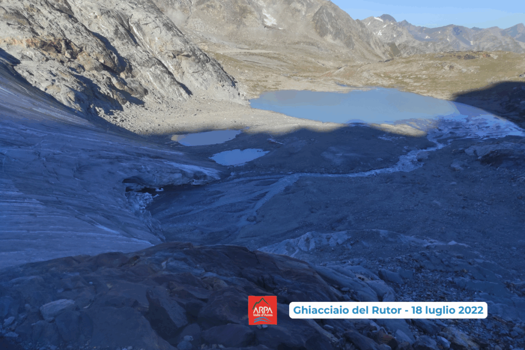 Il ghiacciaio del Rutor il 18 luglio 2022