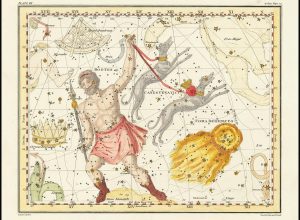 La costellazione della Chioma di Berenice (in basso a destra) nel volume A Celestial Atlas di Alexander Jamieson (1822)