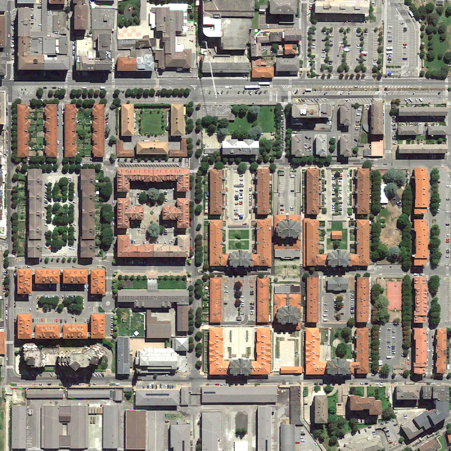 Una foto zenitale del quartiere Cogne, ad Aosta