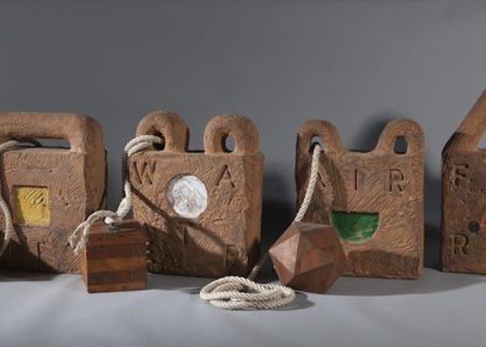 The four elements, 1993 terracotta, legno e corda / terre cuite et bois et corde / terracotta, wood and rope