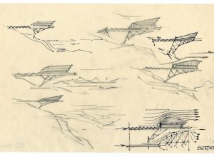 Schizzi di studio per architettura di alta quota, 1950