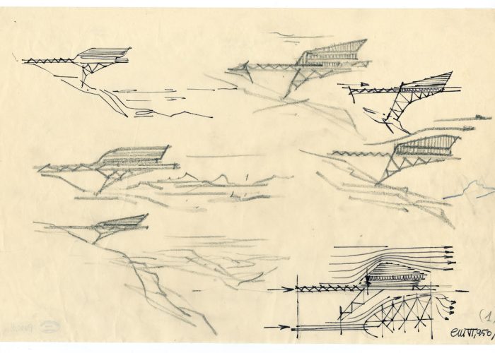 Schizzi di studio per architettura di alta quota, 1950