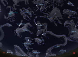 Il cielo visibile stasera, alle ore 21.30, dalla Valle d’Aosta (meteo e montagne
permettendo) mostra le principali costellazioni invernali