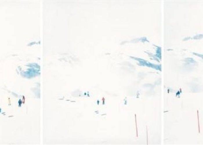 Walter Niedermayr, La Plaine Morte 3, 2005, stampa fotografica, 3 pannelli cm 131x104, installazione cm 131x318, courtesy Galleria Suzy Shammah, Milano.