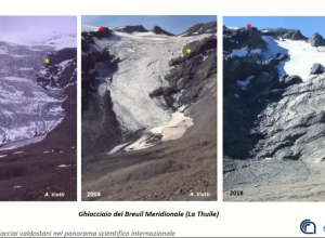 La velocità del cambiamento del ghiacciaio di La Thuile