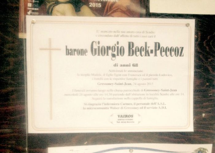 L'epigrafe del Barone Giorgio Beck-Peccoz