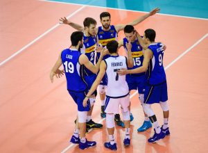 La Nazionale Under 21 di volley in finale. Con il numero 15 il valdostano Kristian Gamba - foto Federazione Italiana Pallavolo/Facebook