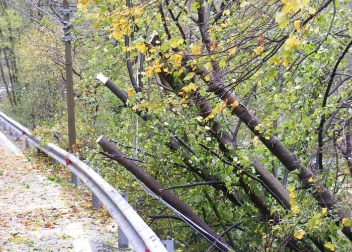 foto della regionale in merito ai danni provocati dalla tromba d'aria di ieri sera a Pontboset.