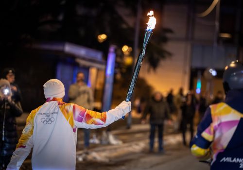 Accensione bracere olimpico Aosta