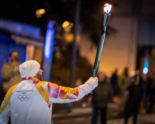 Accensione bracere olimpico Aosta