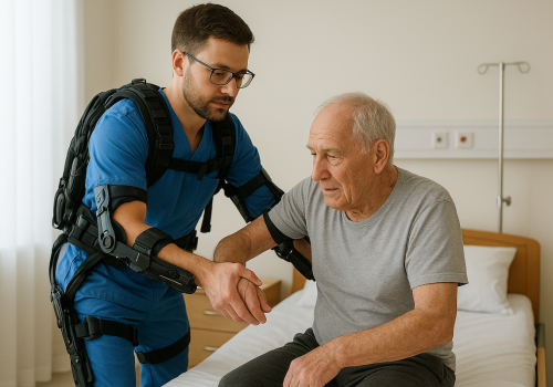 L'esoscheletro per l'assistenza sanitaria - Immagine generata con l'Intelligenza artificiale