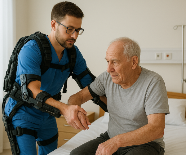 L'esoscheletro per l'assistenza sanitaria - Immagine generata con l'Intelligenza artificiale