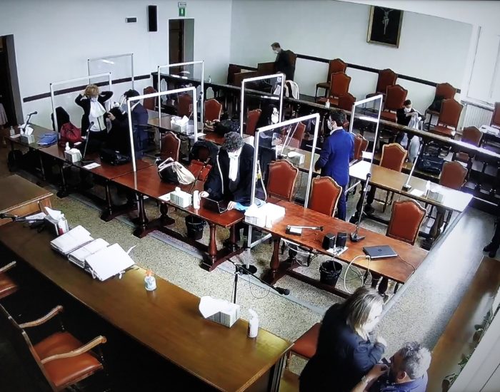 L'aula del processo "Geenna" ad Aosta.